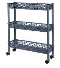 Этажерка Keeplex Light на колесиках трехсекционная прямоуг.58х18х69см космический серый